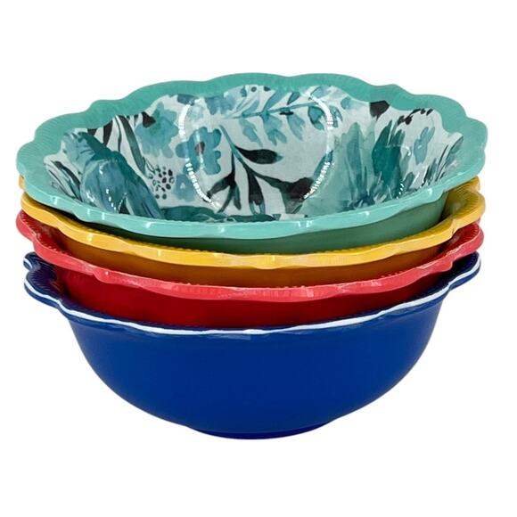 Pioneer Woman Ditsy Painterly Melamine Dip Snack Fruit Dessert Bowls 11oz Set 4 - Picture 14 of 15